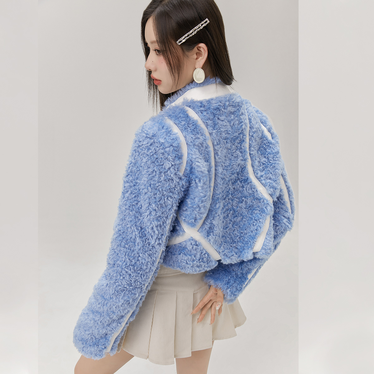 ギャルファッション ふわふわもこもこボアジップアップジャケット