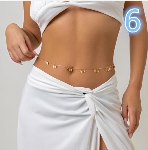 ギャルファッション 蝶モチーフウエストチェーン セクシーボディアクセサリー