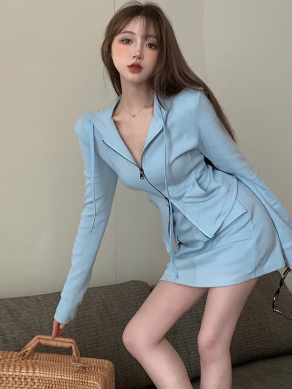 ギャルファッション すっきりシルエットパーカージャケット