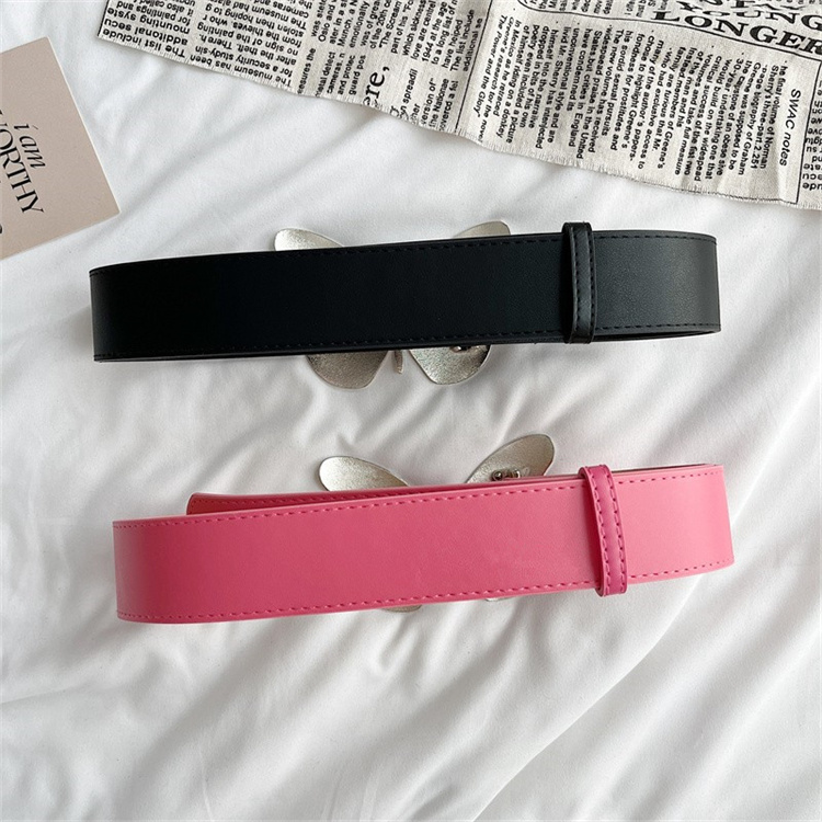 ギャルファッション 大型蝶々バックル付きウエストベルト