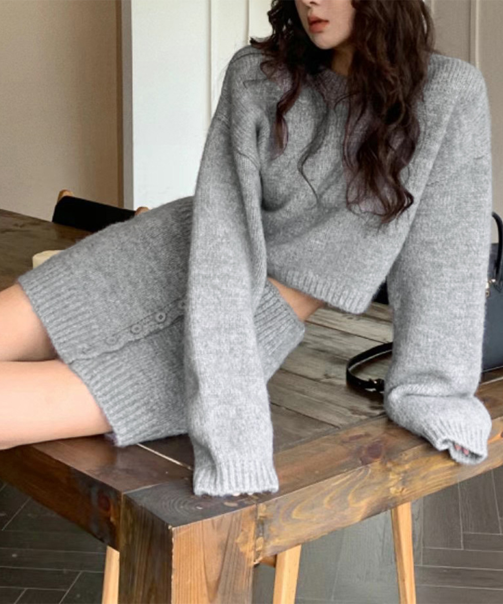 ギャルファッション ギャル系ニットセットアップ セーター ミニスカート上下セット