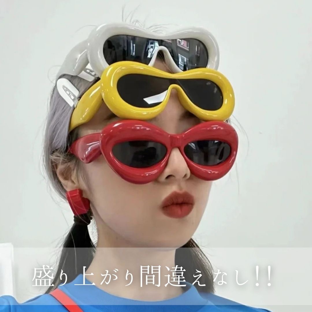 ギャルファッション 個性派変形サングラス 選べる6色 太フレーム 男女兼用
