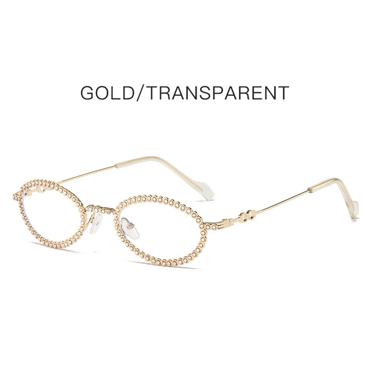 ギャルファッション 楕円型パールフレームサングラス