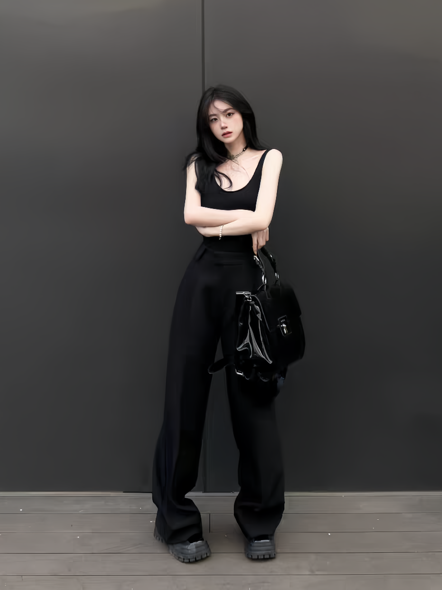ギャルファッション 大人モードタンクトップワイドパンツセット