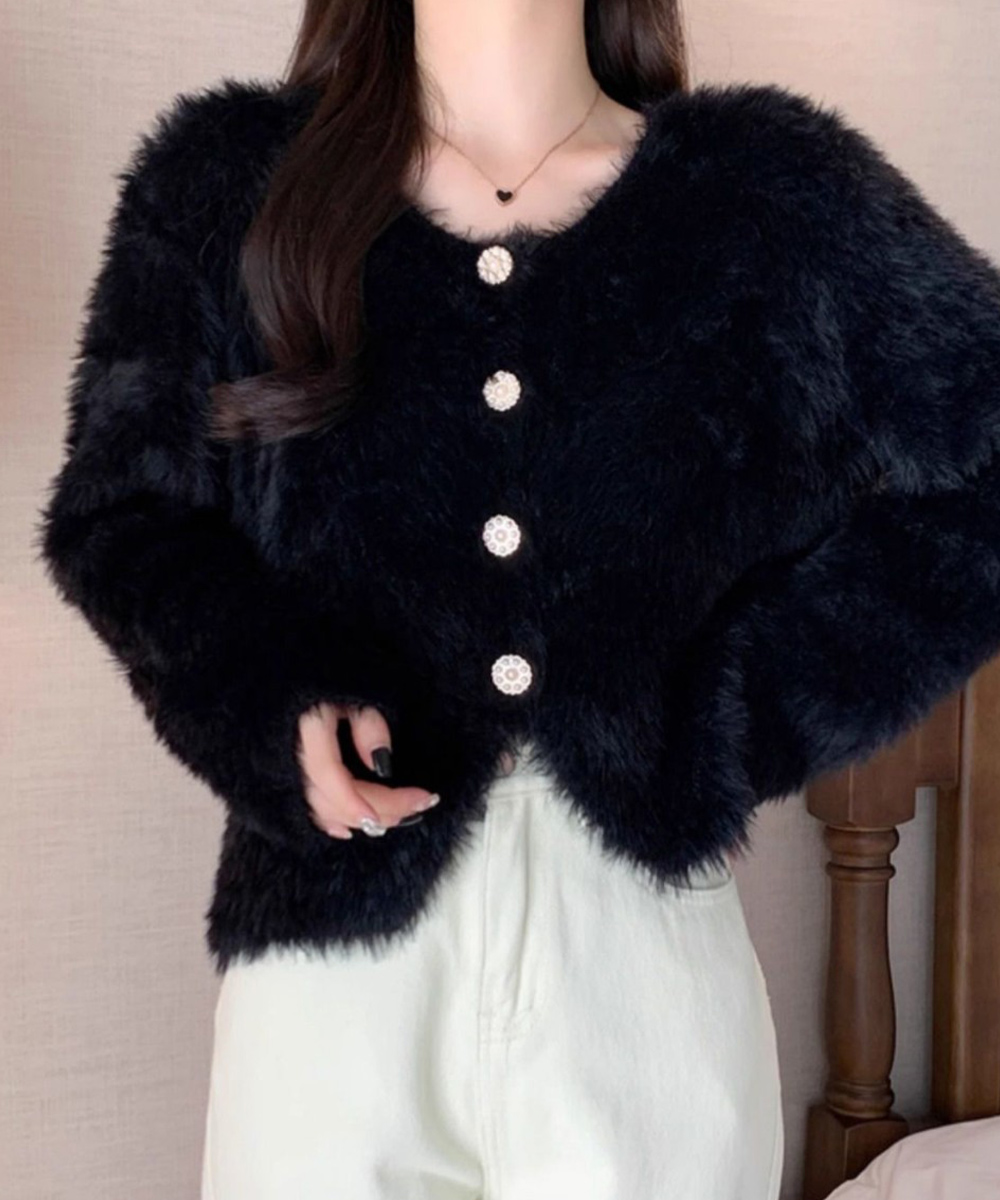 ギャルファッション ふわふわシャギーカーディガン秋冬羽織もの