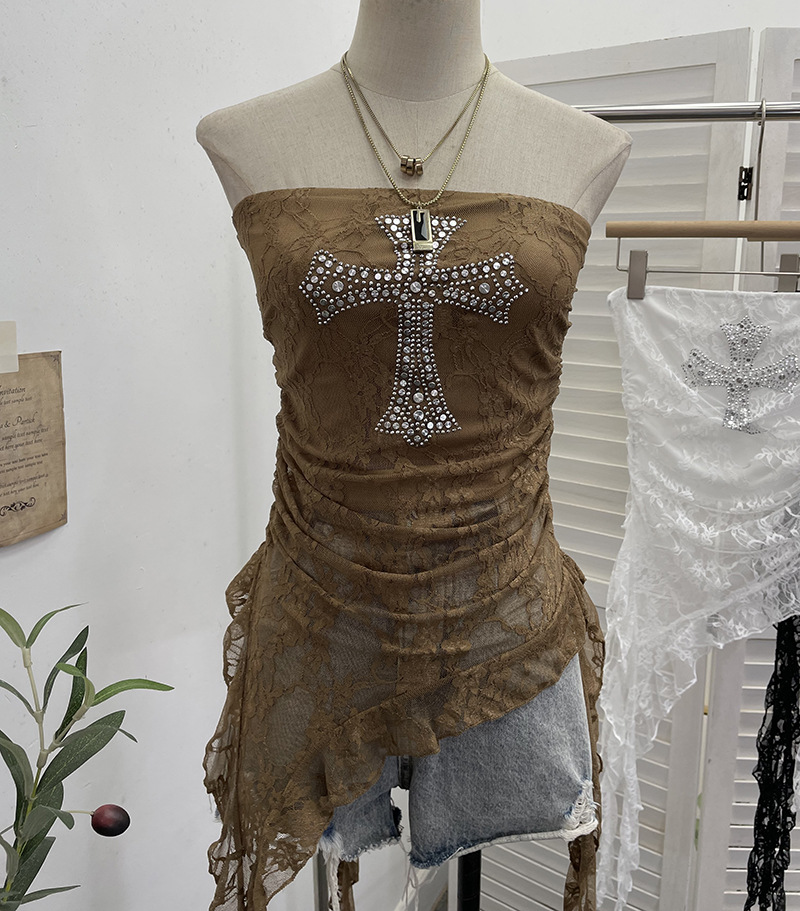 ギャルファッション 十字架デザイン チューブトップ レディース