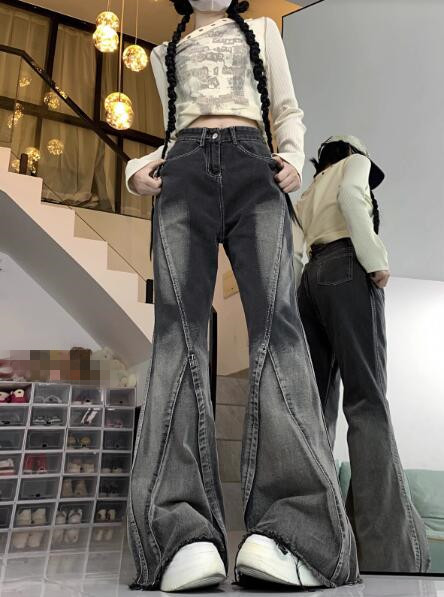 ギャルファッション ギャル系フレアデニム ワイドパンツ