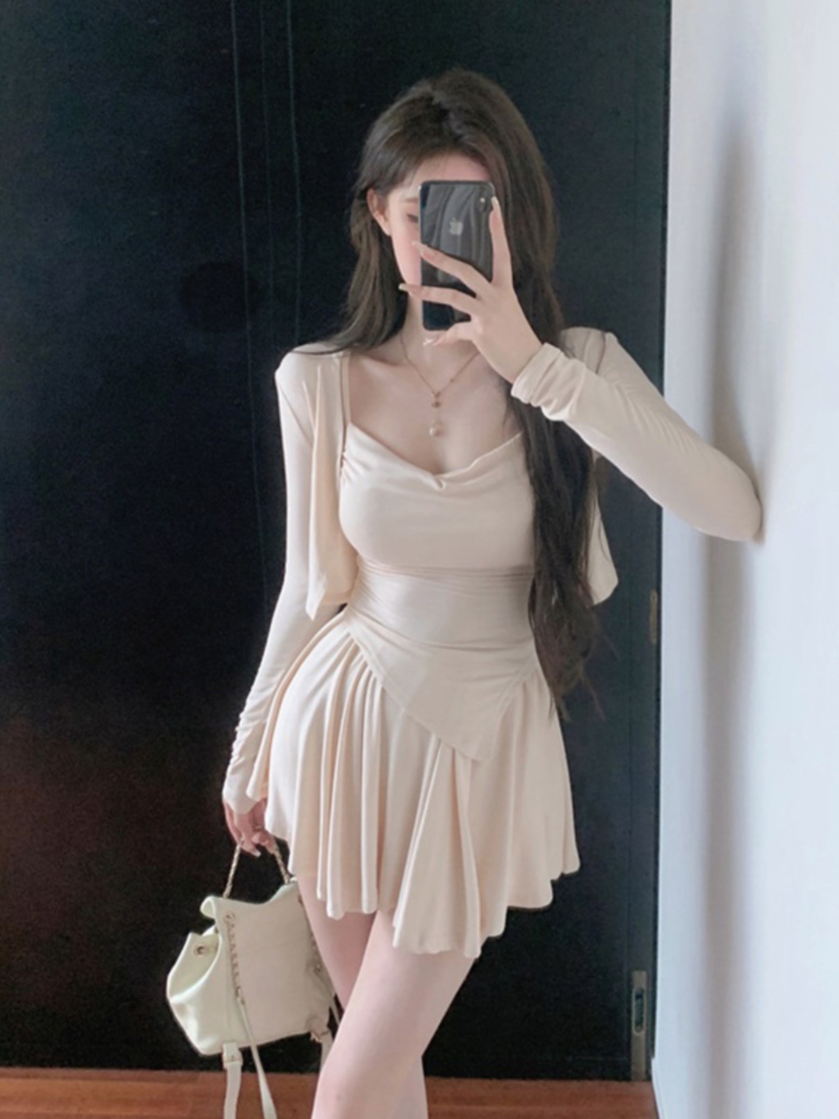 ギャルファッション 優美ドレープミニセットアップ