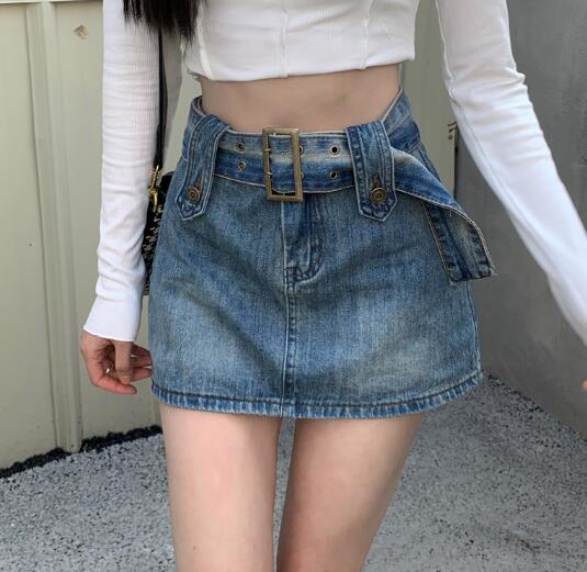ギャルファッション ハイウエストデニムミニスカート