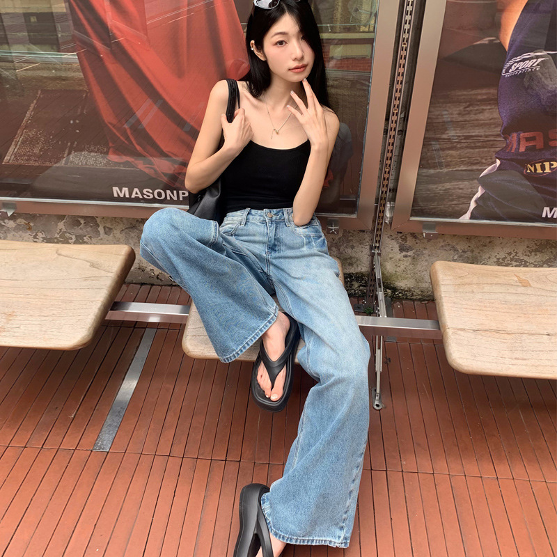 ギャルファッション ジーンズ ゆったりワイドデニム