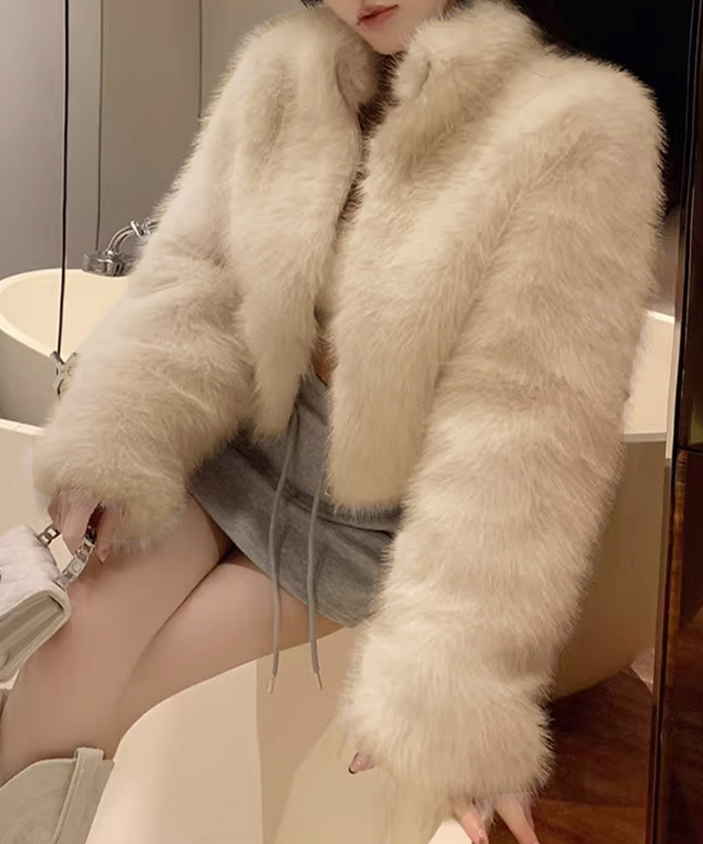 ギャルファッション ふわふわファージャケット冬物ボレロ アウター