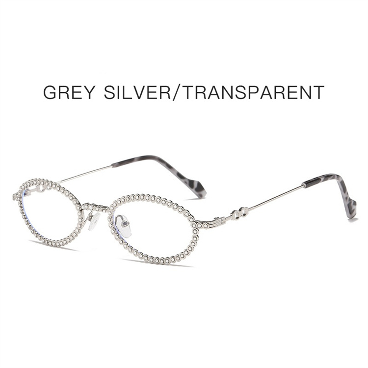 ギャルファッション 楕円型パールフレームサングラス