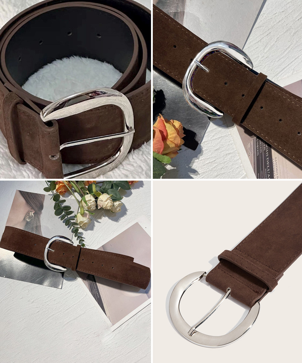 ギャルファッション ヴィンテージ風スエード太ベルト