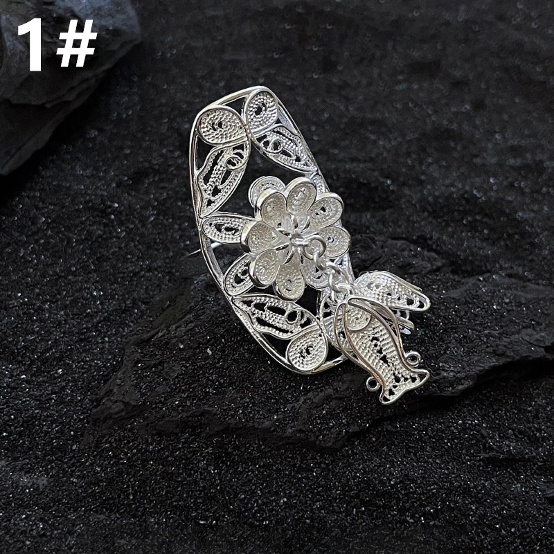 ギャルファッション 蝶々と花モチーフの繊細開口指輪