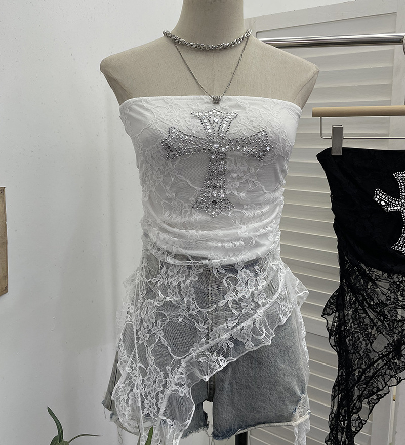 ギャルファッション 十字架デザイン チューブトップ レディース