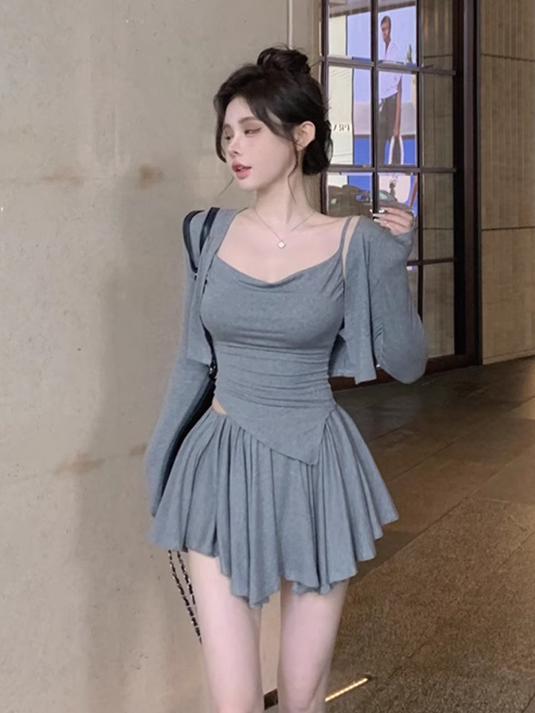 ギャルファッション 優美ドレープミニセットアップ