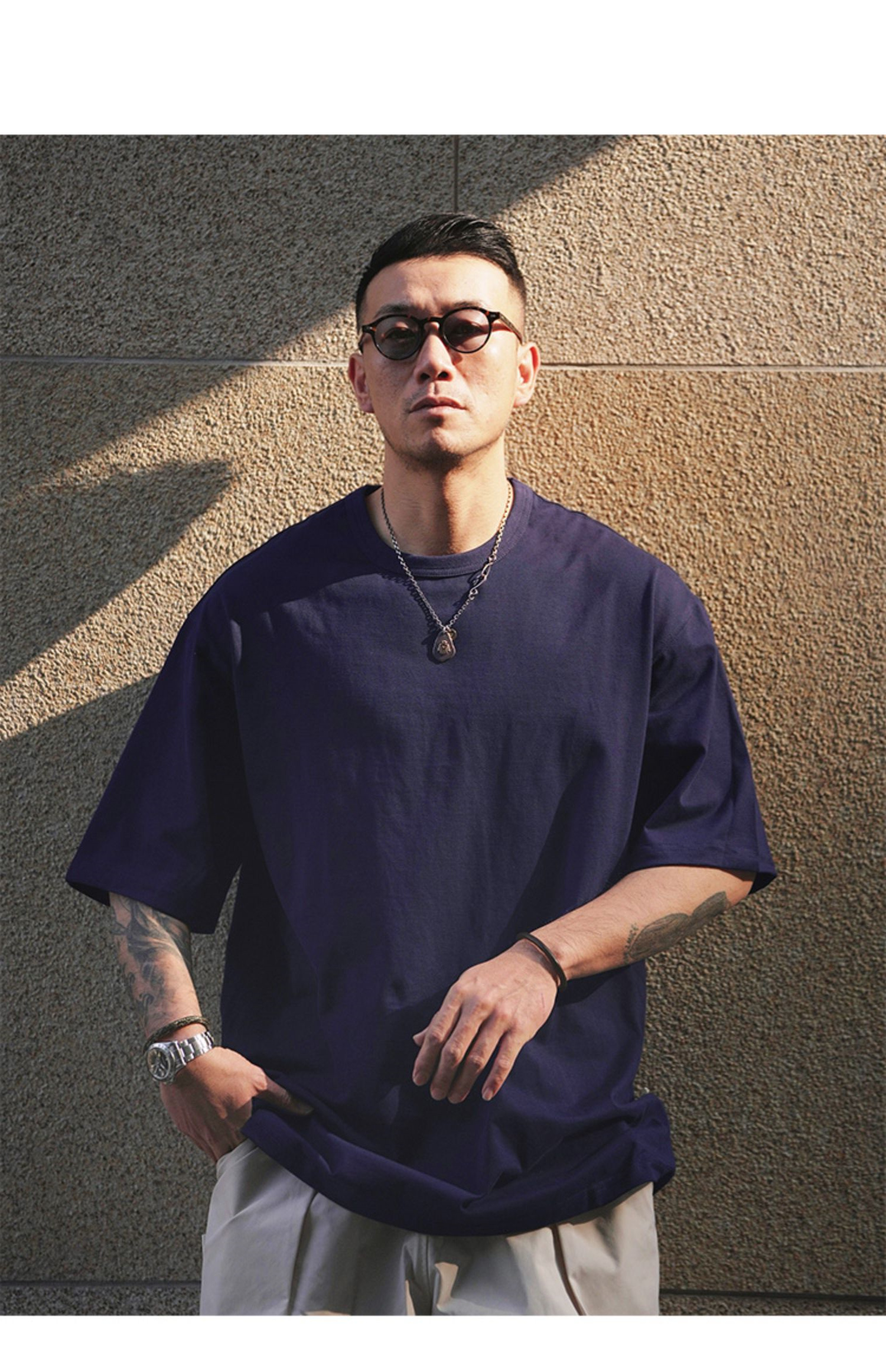 50代メンズファッション ゆとりシルエット贅沢コットン  【ワイドフィットTシャツ】