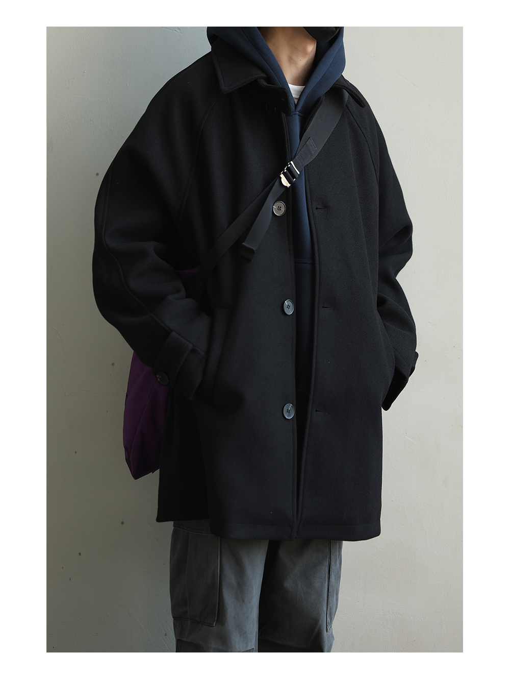 50代メンズファッション アウター ゆったりシルエット ハーフコート