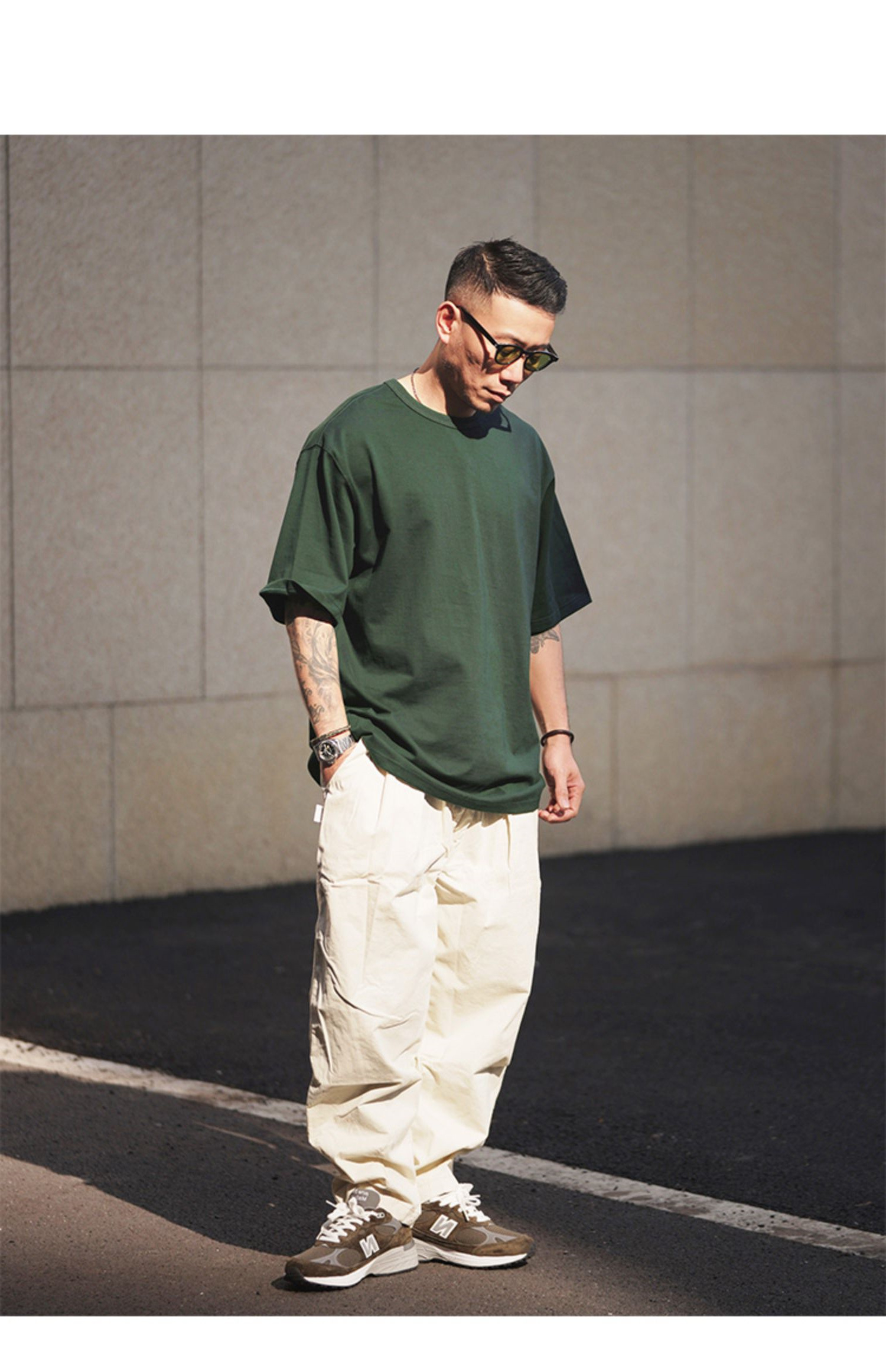 50代メンズファッション ゆとりシルエット贅沢コットン  【ワイドフィットTシャツ】