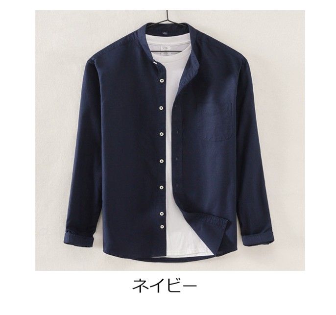 50代メンズファッション トップス 大人の装い 【リネン混スタンドカラーシャツ 】5カラータイプ