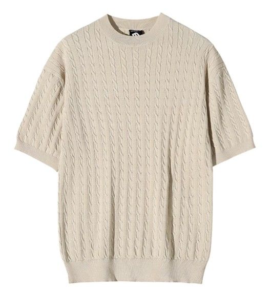 50代メンズファッション 立体編み柄　【サマーニット】