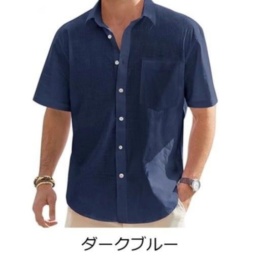 50代メンズファッション 【天然素材　半袖シャツ】 4カラー