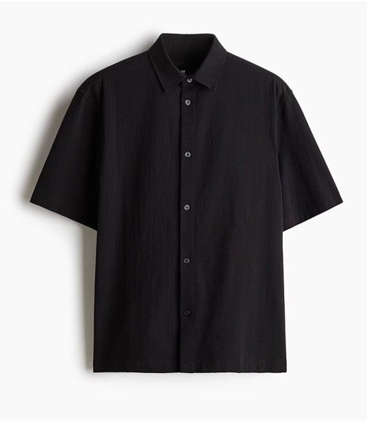 50代メンズファッション 上質シンプル【半袖シャツ】ブラック/グレー