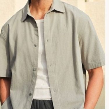 50代メンズファッション 上質シンプル【半袖シャツ】ブラック/グレー