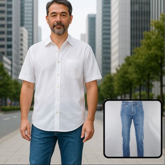 50代メンズファッション パンツ/ズボン ゆったり美脚【ジーンズ ・ビンテージ風加工】