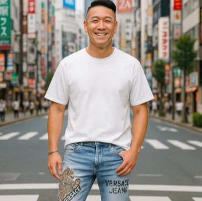 50代メンズファッション パンツ/ズボン　デザイン刺繍入り【スリムテーパード・ジーンズ】