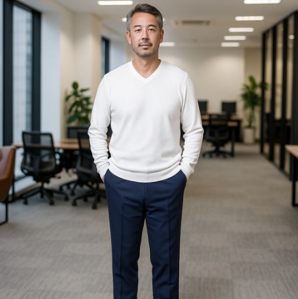50代メンズファッション トップス 贅沢リブ編み 薄手 【クルーネックニット】 6カラータイプ