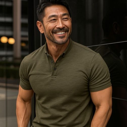 50代メンズファッション 　トップス スタンドカラー【シンプル ポロシャツ】5カラー