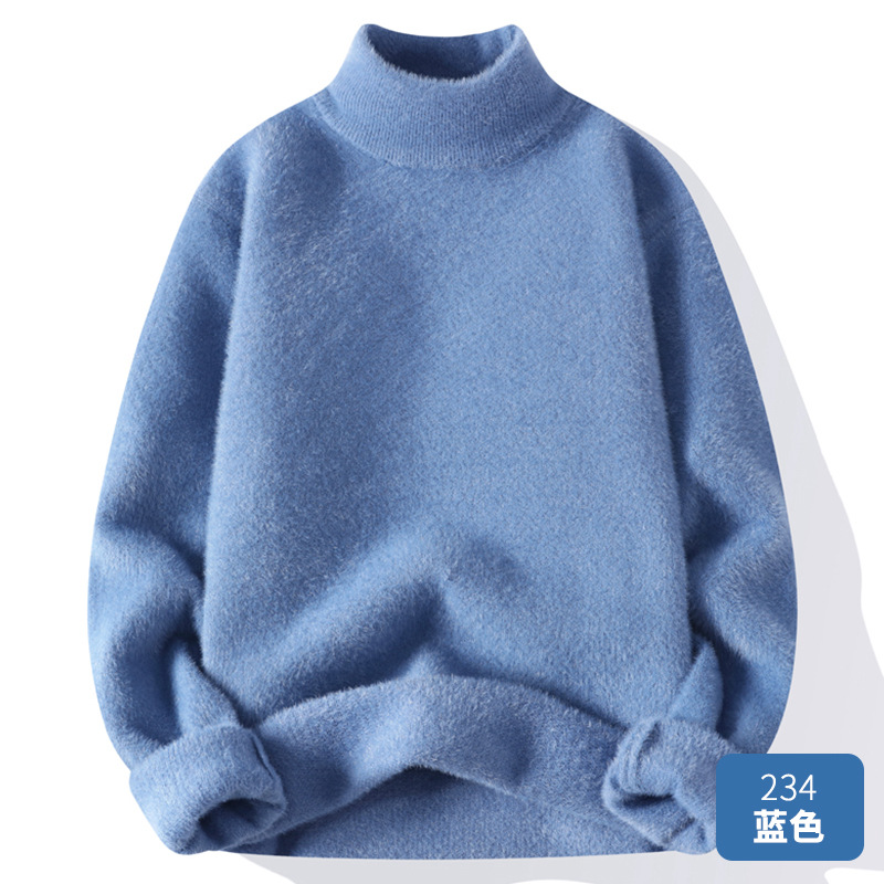 50代メンズファッション トップス ソフトモックネック スタンダードニット
