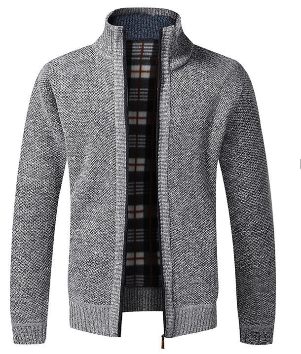 50代メンズファッション アウター 上質カシミヤ混 立ち襟 ニットジャケット