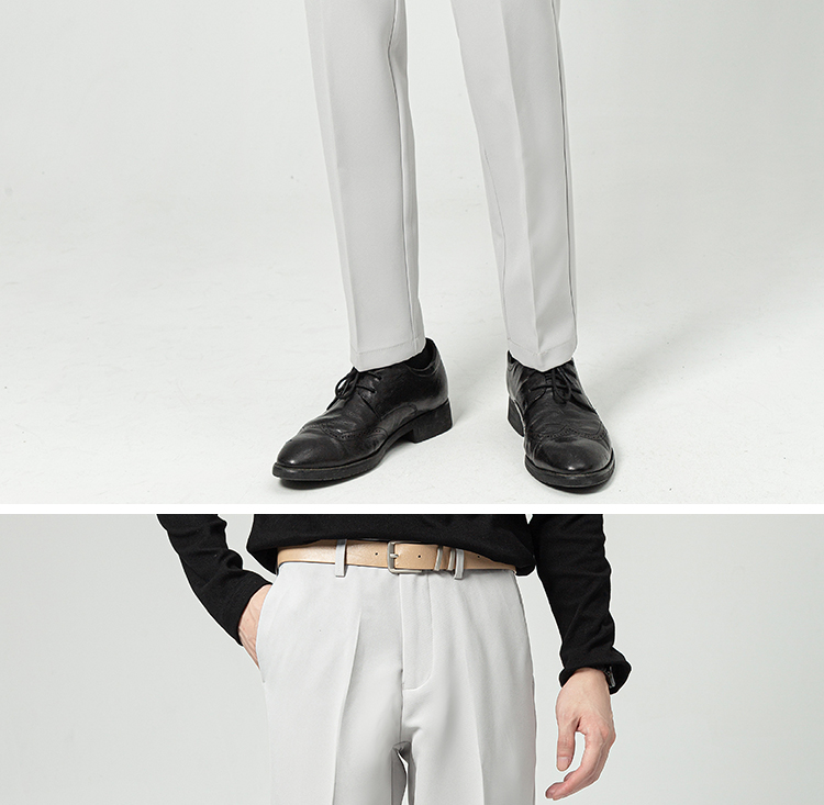 50代メンズファッション パンツ/ズボン スタイリッシュノータックドレススラックス