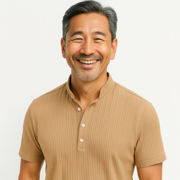 50代メンズファッション 上質【ストライプ柄ポロシャツ】