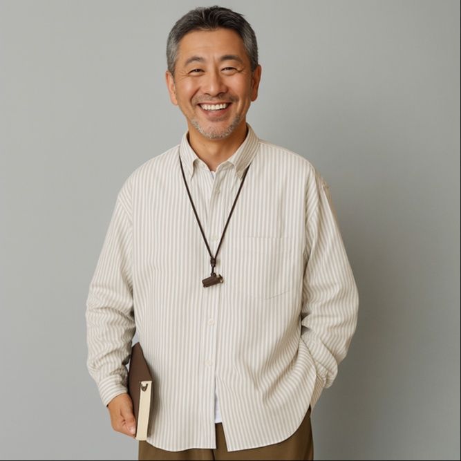 50代メンズファッション トップス ストライプ柄 スタンダードシャツ