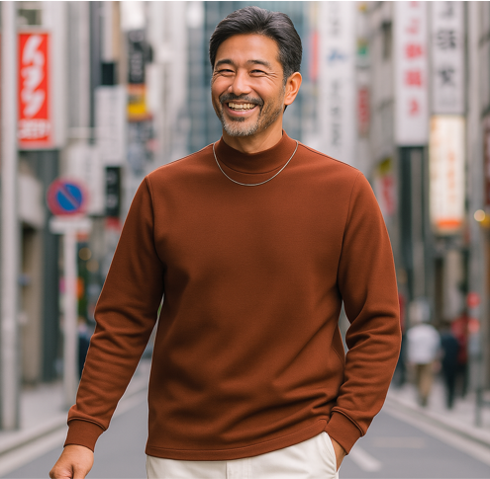 50代メンズファッション トップス シンプル【モックネックスウェット】4カラー
