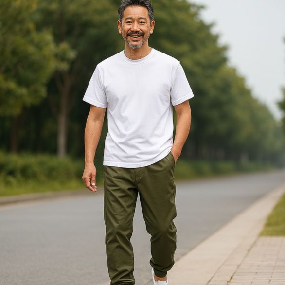 50代メンズファッション パンツ すっきりシルエット【裾リブパンツ】