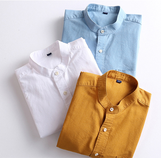 50代メンズファッション トップス 【リネン混スタンドカラーシャツ 】5カラータイプ
