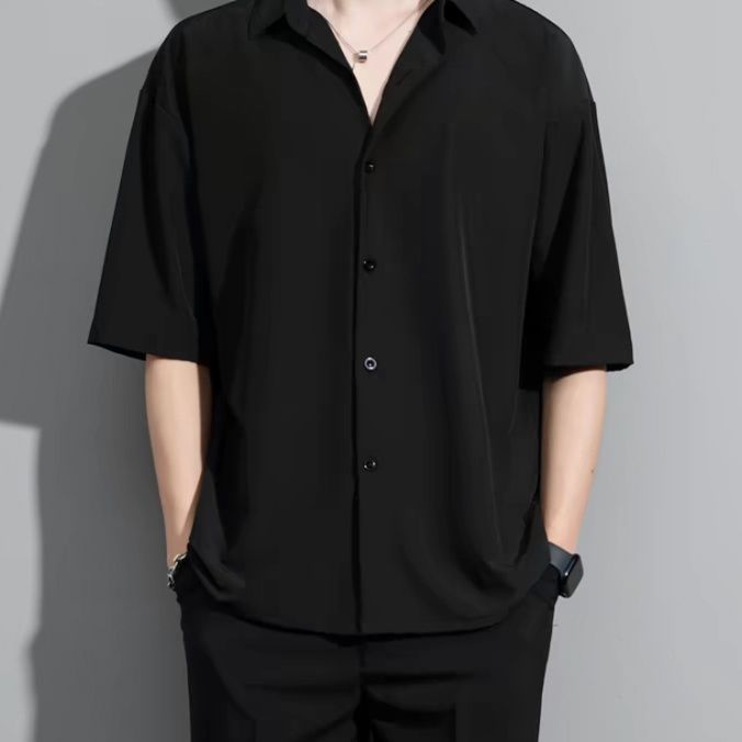 50代メンズファッション 【ドレープハーフスリーブシャツ】