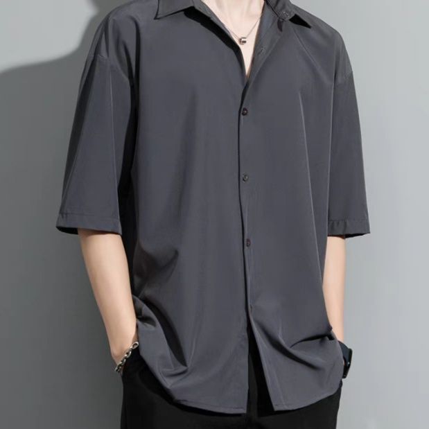50代メンズファッション 【ドレープハーフスリーブシャツ】