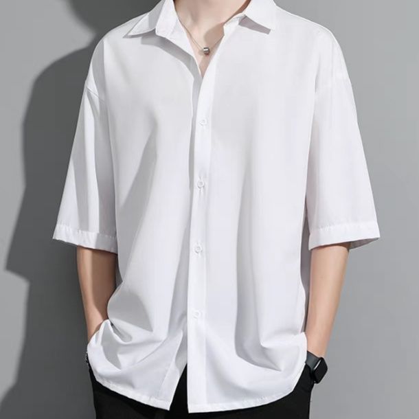 50代メンズファッション 【ドレープハーフスリーブシャツ】