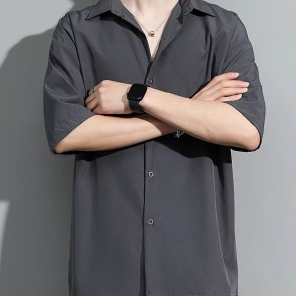 50代メンズファッション 【ドレープハーフスリーブシャツ】