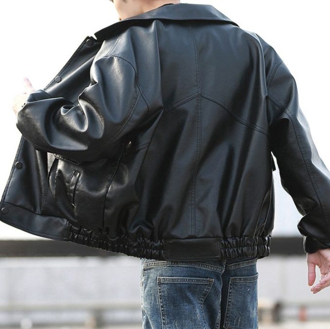 50代メンズファッション ショート丈 【合成皮革 ライダースジャケット 】