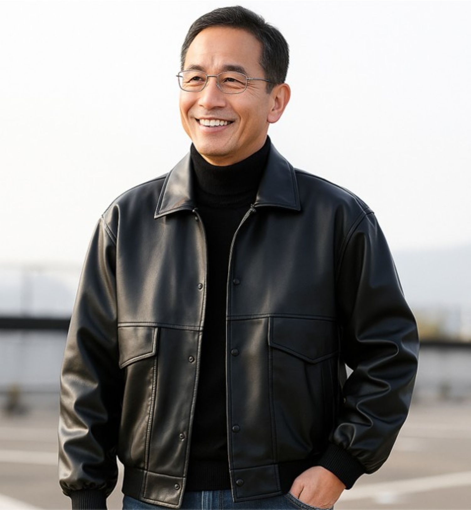 50代メンズファッション ショート丈 【合成皮革 ライダースジャケット 】