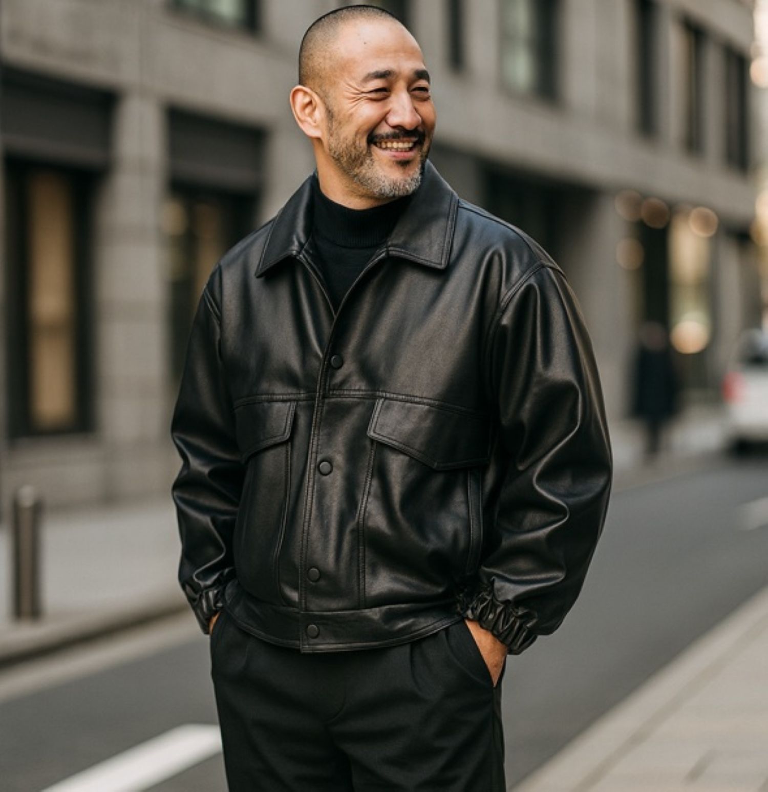 50代メンズファッション ショート丈 【合成皮革 ライダースジャケット 】