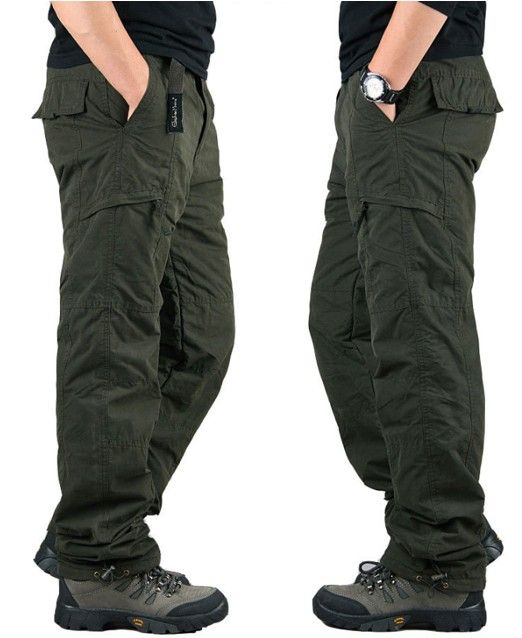 50代メンズファッション パンツ/ズボン　アウトドア向け裏ボア付きカーゴパンツ