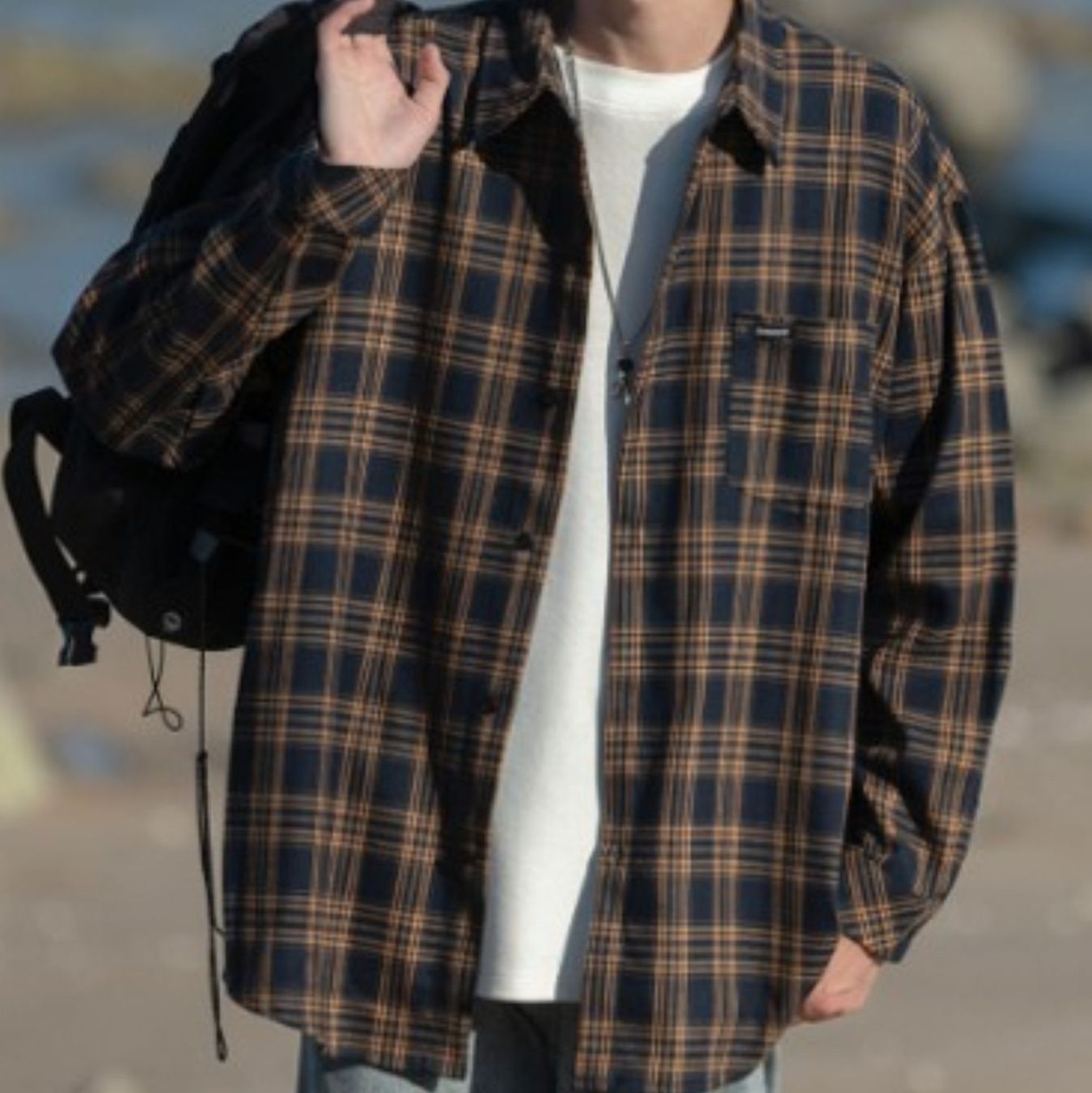 50代メンズファッション アウター ゆったりシルエット【チェック柄シャツジャケット】