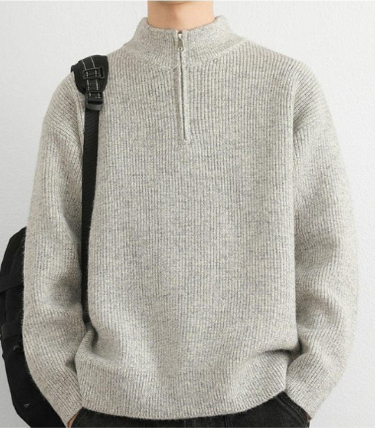 50代メンズファッション トップス ハイネック【ジップニットセーター】